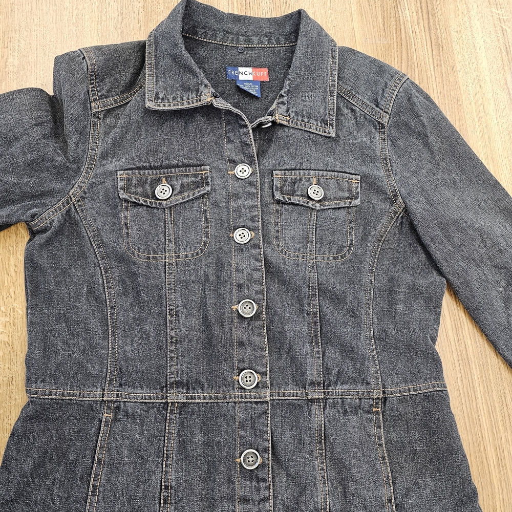 Denim Jacket Medium Black Fur Collar